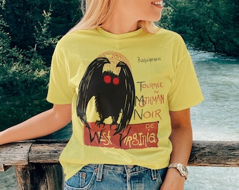 Mothman Noir Cryptozoology Unisex-Fit Camicia Cryptid Gialla