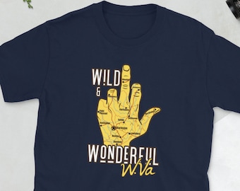 Funny West Virginia Middle Finger Map WV Souvenir Gift Gildan Short-Sleeve Unisex T-Shirt