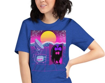 Mothman Figure Cryptid Vapor Wave Art Unisex Short Sleeve Shirt