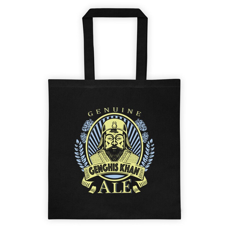 Genghis Khan Art Beer Label Gift Light 6oz 14 x 15 Tote Bag