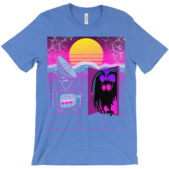 Mothman Shirt Figure Cryptid Art Vapor Wave Unisex Short Sleeve Shirt