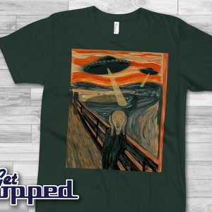 Lustige UFO Aliens Scream Kurzarm Unisex T-Shirt