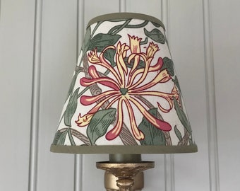 William Morris Honeysuckle - Medium Handmade Candle Clip Lampshade for Wall Lights/Chandeliers