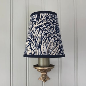 William Morris Marigold Indigo - Handmade Candle Clip Lampshade for Wall Lights/Chandeliers