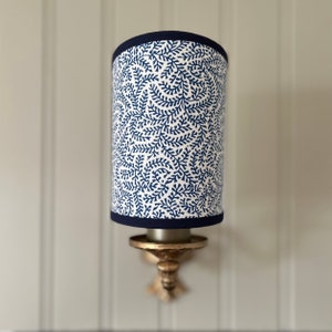 Soane Coral Blue - Handmade, Candle Clip Half Shield Lampshade for Wall Lights