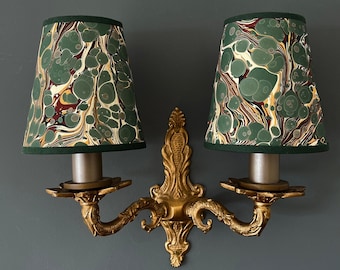 Hand Marbled Green Spot - Candle Clip Lampshade Wall/Chandelier