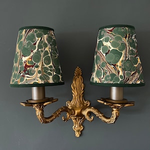 Hand Marbled Green Spot - Small Candle Clip Lampshade Wall/Chandelier