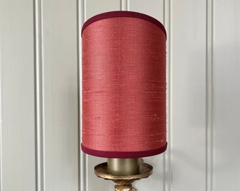 James Hare Orissa Silk Hibiscus - Handmade, Candle Clip Half Shield Lampshade for Wall Lights