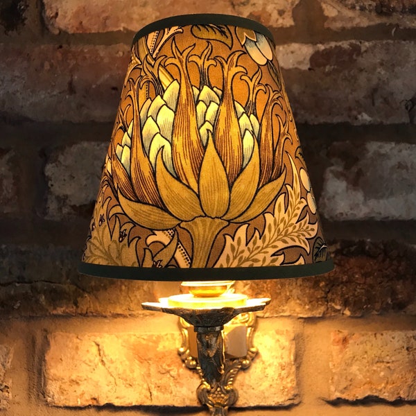 William Morris Artichoke - Medium Handmade Candle Clip Lampshade Wall/Base