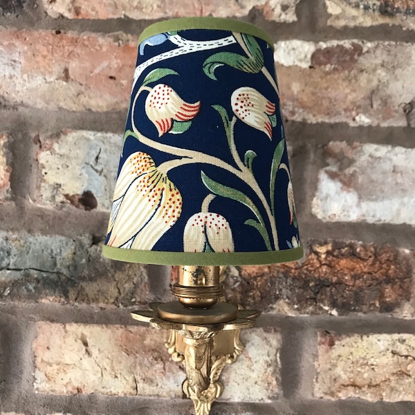 William Morris Lodden - Handmade Candle Clip Lampshade for Wall Lights/Chandeliers