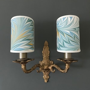 Hand Marbled Caram - Handmade, Candle Clip Half Shield Lampshade for Wall Lights