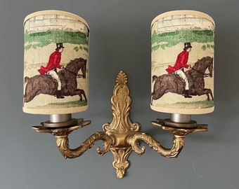 Sanderson Tally Ho - Handmade, Candle Clip Half Shield Lampshade for Wall Lights