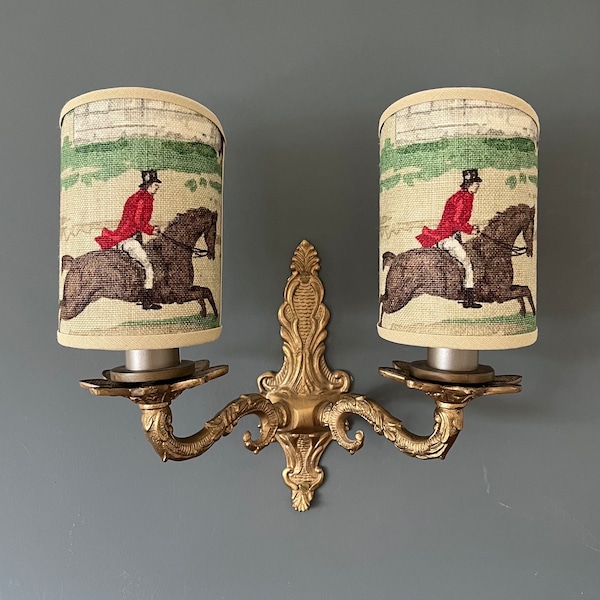 Sanderson Tally Ho - Handmade, Candle Clip Half Shield Lampshade for Wall Lights