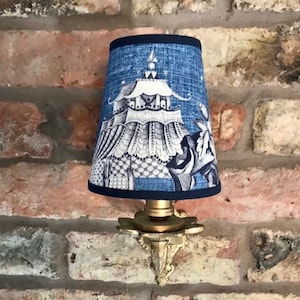 Thibaut Cheng Toile - Small Handmade Candle Clip Lampshade for Wall Lights/Chandeliers