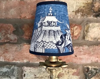 Thibaut Cheng Toile - Small Handmade Candle Clip Lampshade for Wall Lights/Chandeliers