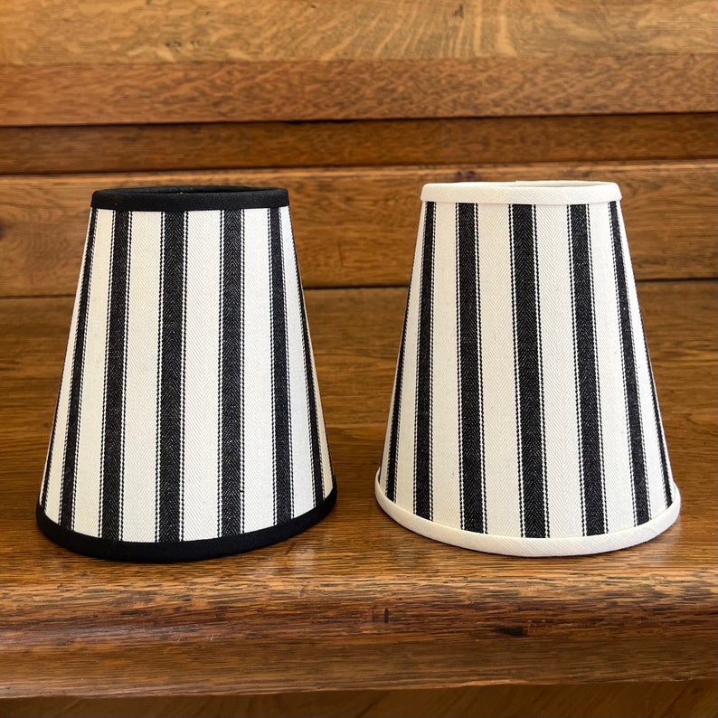 Classic Ian Mankin Black Ticking Stripe Handmade Candle Clip Lampshade for Wall Lights/Chandeliers image 4