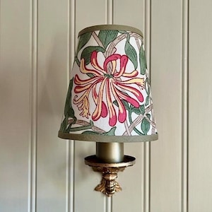William Morris Honeysuckle - Handmade Candle Clip Lampshade for Wall Lights/Chandeliers