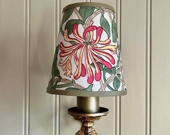 William Morris Honeysuckle - Small Handmade Candle Clip Lampshade for Wall Lights/Chandeliers