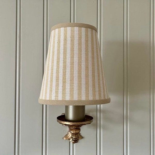 Classic French Cotton Stripe - Handmade Candle Clip Lampshade for Wall Lights/Chandeliers