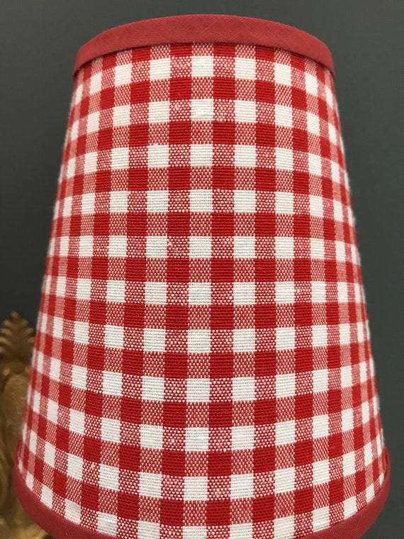Classic Red Gingham Small Handmade Candle Clip Lampshade for Wall