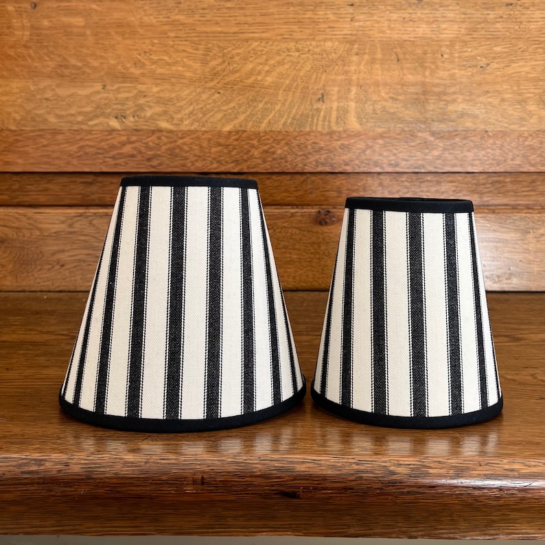 Classic Ian Mankin Black Ticking Stripe Handmade Candle Clip Lampshade for Wall Lights/Chandeliers image 5