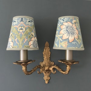 William Morris Strawberry Thief Slate - Small & Medium Handmade Candle Clip Lampshade for Wall Lights/Chandeliers