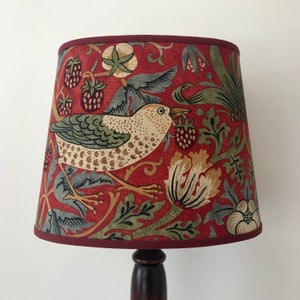 William Morris Strawberry Thief Crimson - Small Handmade Oval Lampshade Table Lamp