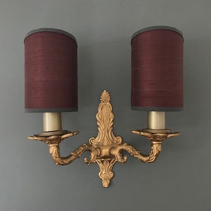 James Hare Orissa Silk Port - Handmade, Candle Clip Half Shield Lampshade for Wall Lights