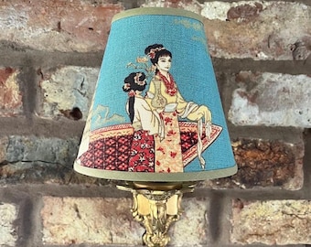 Oriental Toile - Medium Handmade Candle Clip Lampshade Wall