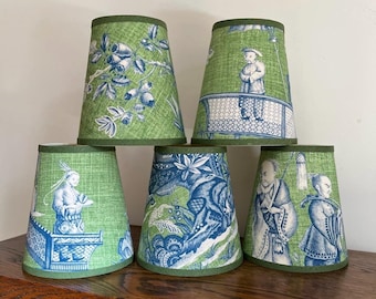 Thibaut Cheng Toile - Small Handmade Candle Clip Lampshade for Wall Lights/Chandeliers