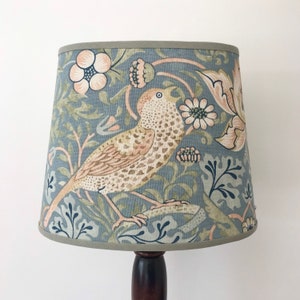 William Morris Strawberry Thief Slate - Small Handmade Oval Lampshade Table Lamp