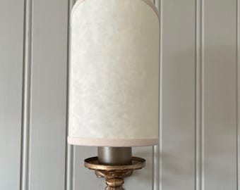 Mottled Parchment - Handmade, Candle Clip Half Shield Lampshade for Wall Lights