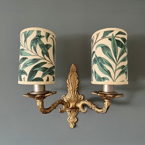 William Morris Willow Bough - Handmade, Candle Clip Half Shield Lampshade for Wall Lights