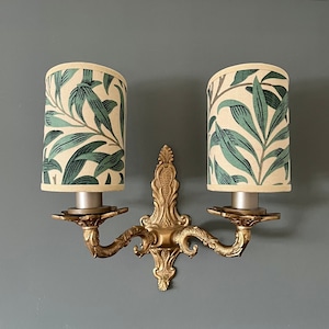 William Morris Willow Bough - Handmade, Candle Clip Half Shield Lampshade for Wall Lights