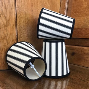 Classic Ian Mankin Black Ticking Stripe Handmade Candle Clip Lampshade for Wall Lights/Chandeliers image 2