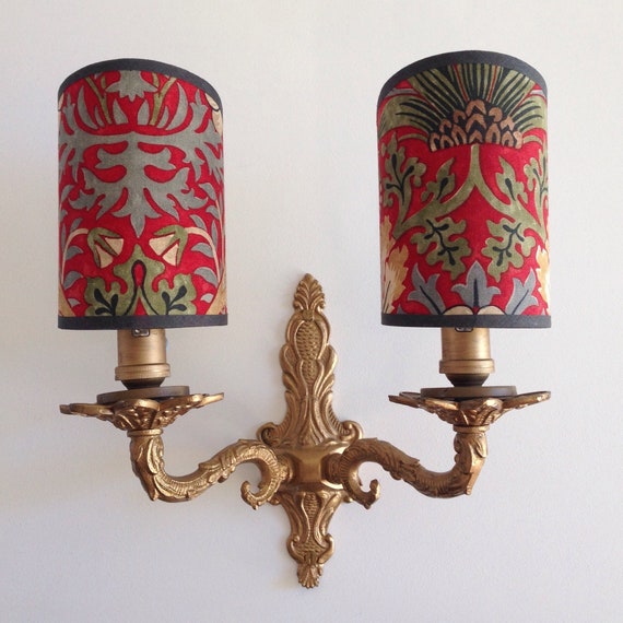 William Morris Strawberry Thief Handmade Candle Clip Half William Morris Strawberry Thief, Half Lamp Shades For Wall Lights