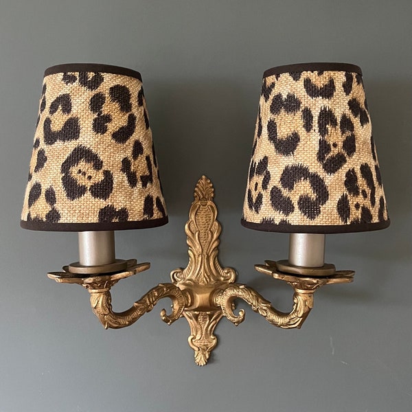 Ralph Lauren Bacara Leopard - Handmade Candle Clip Lampshade for Wall Lights/Chandeliers