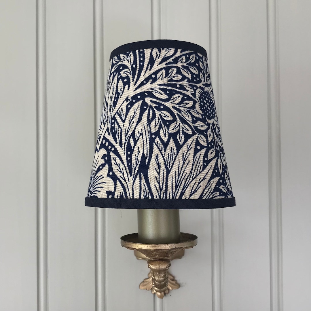 William Morris Marigold Indigo Handmade Candle Clip Lampshade for Wall