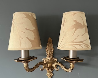 Zoffany Damask Pale Gold Silk - Small Handmade Candle Clip Lampshade for Wall Lights/Chandeliers