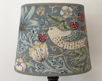 William Morris Strawberry Thief Slate - Small Handmade Oval Lampshade Table Lamp