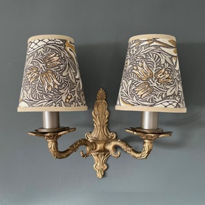 William Morris Snakeshead Pewter - Small Handmade Candle Clip Lampshade for Wall Lights/Chandeliers