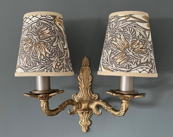 William Morris Snakeshead Pewter - Small Handmade Candle Clip Lampshade for Wall Lights/Chandeliers