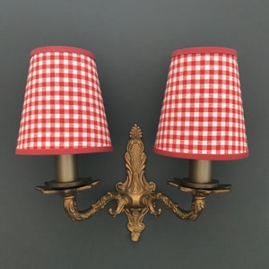 Classic Red Gingham - Small Handmade Candle Clip Lampshade for Wall Lights/Chandeliers