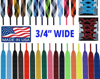 sky blue white sport retro wide cheerleader thick fat flat shoelaces string