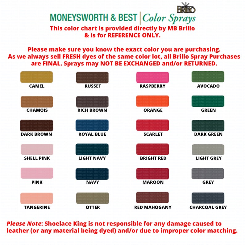 Leather & Vinyl Color Spray Dye Paint MB Brillo Permanent Etsy