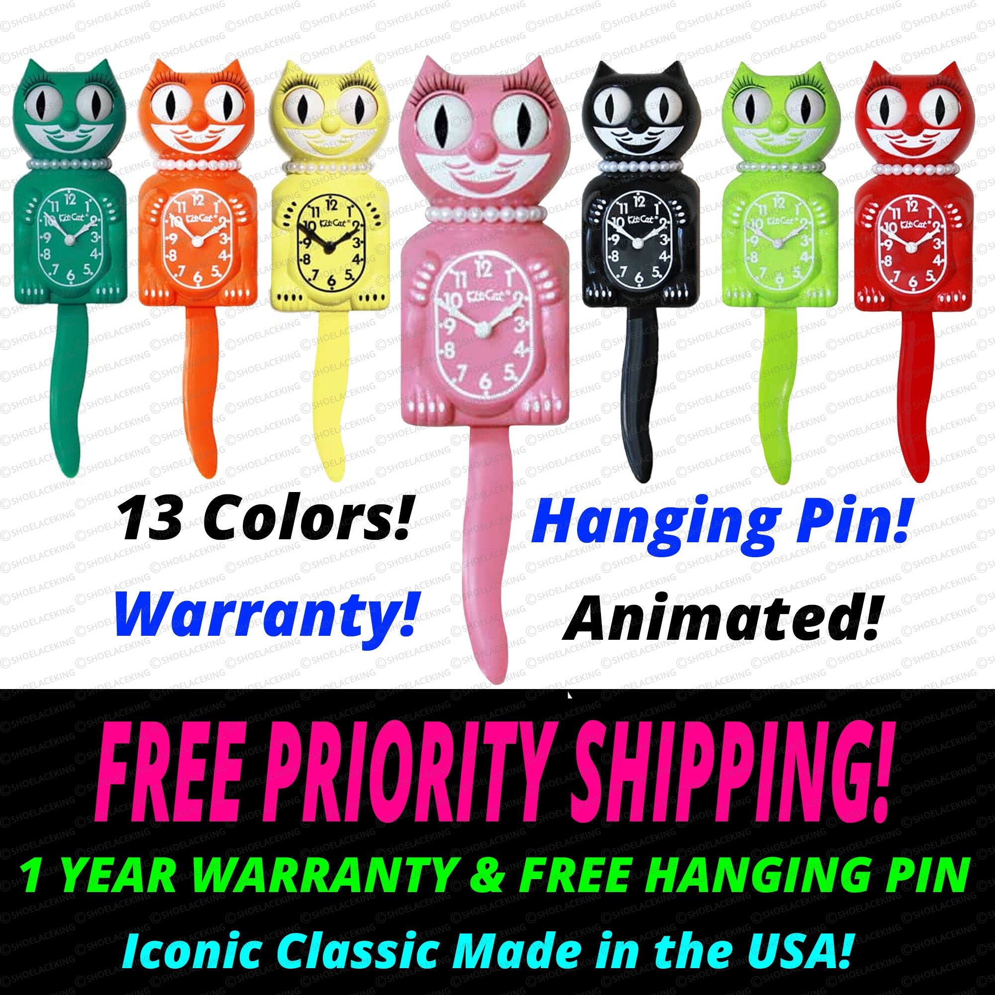 超激安 Happy’sShopNJ Croce Felix CL 600 The Cat Animated Wall Clock, New ...