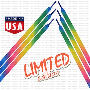 Tie Dye Rainbow Flat Shoelace Strings - Premium Made in the USA! Smooth with a Fine Finish - Limited Edition!