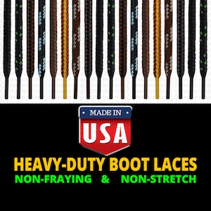 Boot Laces - Heavy-Duty! Round - Non-Fraying! Non-Stretching! Extremely Durable! Made in USA!