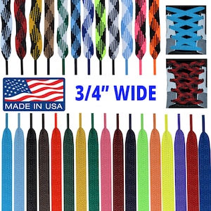 3/4 &quot;Breite FAT Flache Schnürsenkel - Made in USA! Premium Intricate Weave - 45 &quot;54&quot; 63&quot; 35+ Farben / Designs
