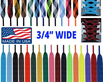 Fat Laces Thick Flat Shoelaces 3/4" Wide 52"-54" Ships Fast USA Seller 